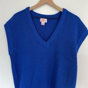 Vintage v neck sweater vest bright cobalt blue